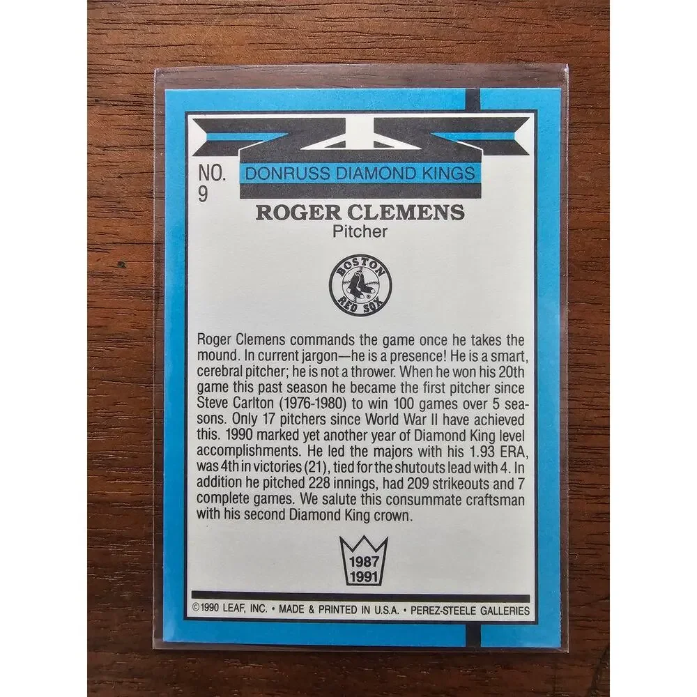 Roger Clemens 1991 Donruss #9 - Diamond Kings - Boston Red Sox - MLB -Fresh Pull